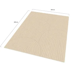 IDMarket Tapis d'intérieur rectangle à motifs circulaire beige 160 x 220 cm* Décoration Et Accessoires