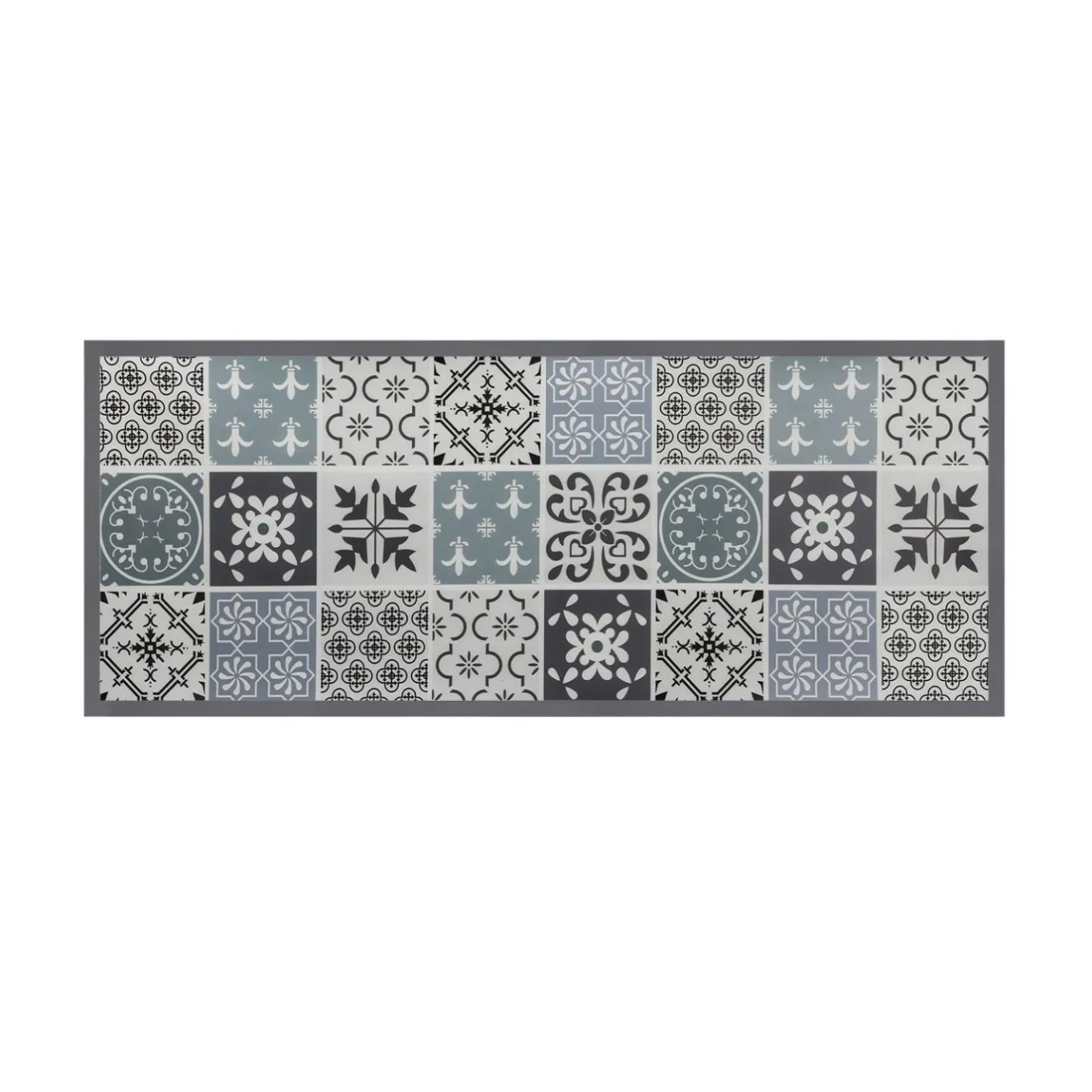 IDMarket Tapis en vinyle effet carreaux de ciment noir et blanc 66 x 160 cm* Décoration Et Accessoires