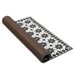 IDMarket Tapis en vinyle effet mosaïque noir et blanc 66 x 160 cm* Décoration Et Accessoires