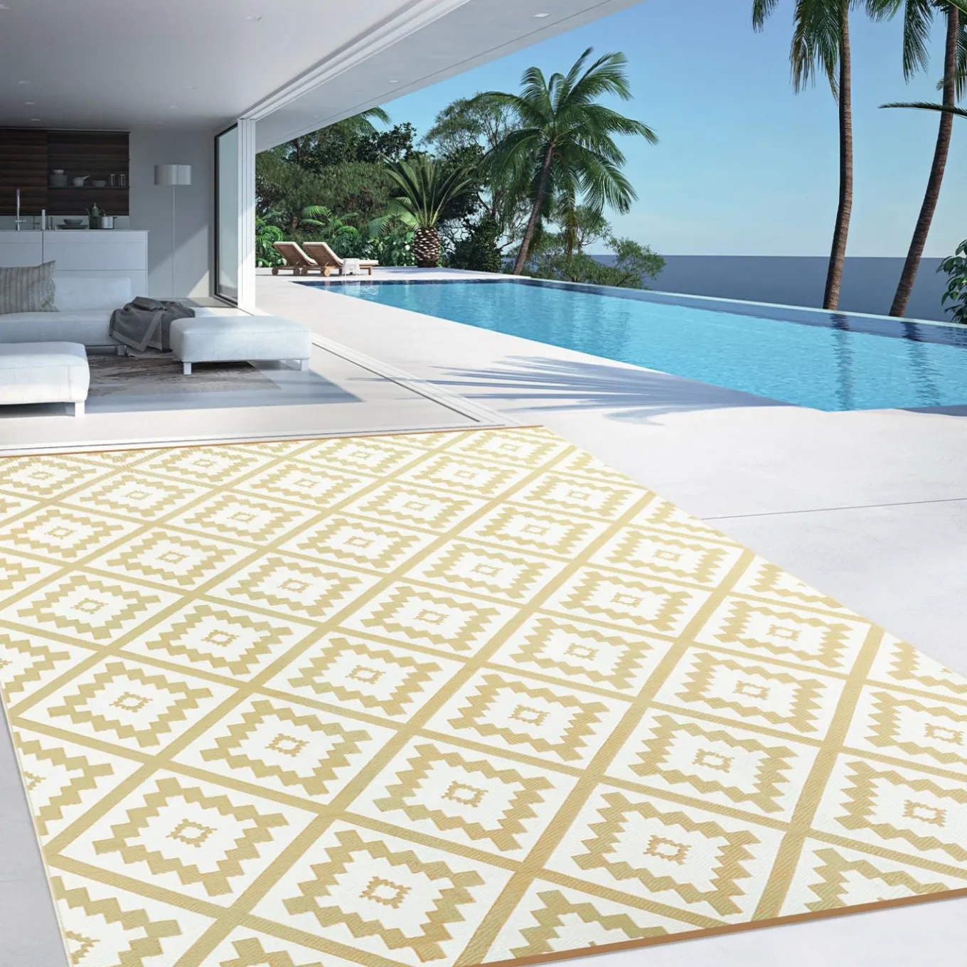IDMarket Tapis extérieur beige 270x370cm* Revêtement Sol Extérieur