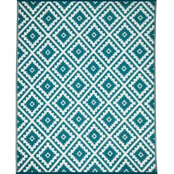 IDMarket Tapis extérieur bleu canard motifs géométriques 180 x 280 cm* Revêtement Sol Extérieur