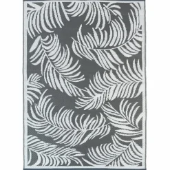 IDMarket Tapis extérieur gris et blanc motifs tropicaux 270 x 370 cm* Revêtement Sol Extérieur