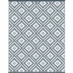 IDMarket Tapis extérieur gris motifs géométriques 270 x 370 cm* Revêtement Sol Extérieur