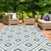 IDMarket Tapis extérieur jardin motifs géométriques gris et blanc 270 x 370 cm* Revêtement Sol Extérieur