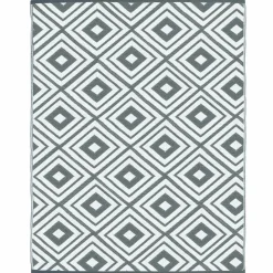 IDMarket Tapis extérieur jardin motifs géométriques gris et blanc 270 x 370 cm* Revêtement Sol Extérieur