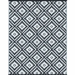 IDMarket Tapis extérieur noir et blanc motifs géométriques 180 x 280 cm* Revêtement Sol Extérieur