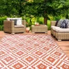 IDMarket Tapis extérieur terracotta et blanc motifs géométriques 120 x 180 cm* Revêtement Sol Extérieur