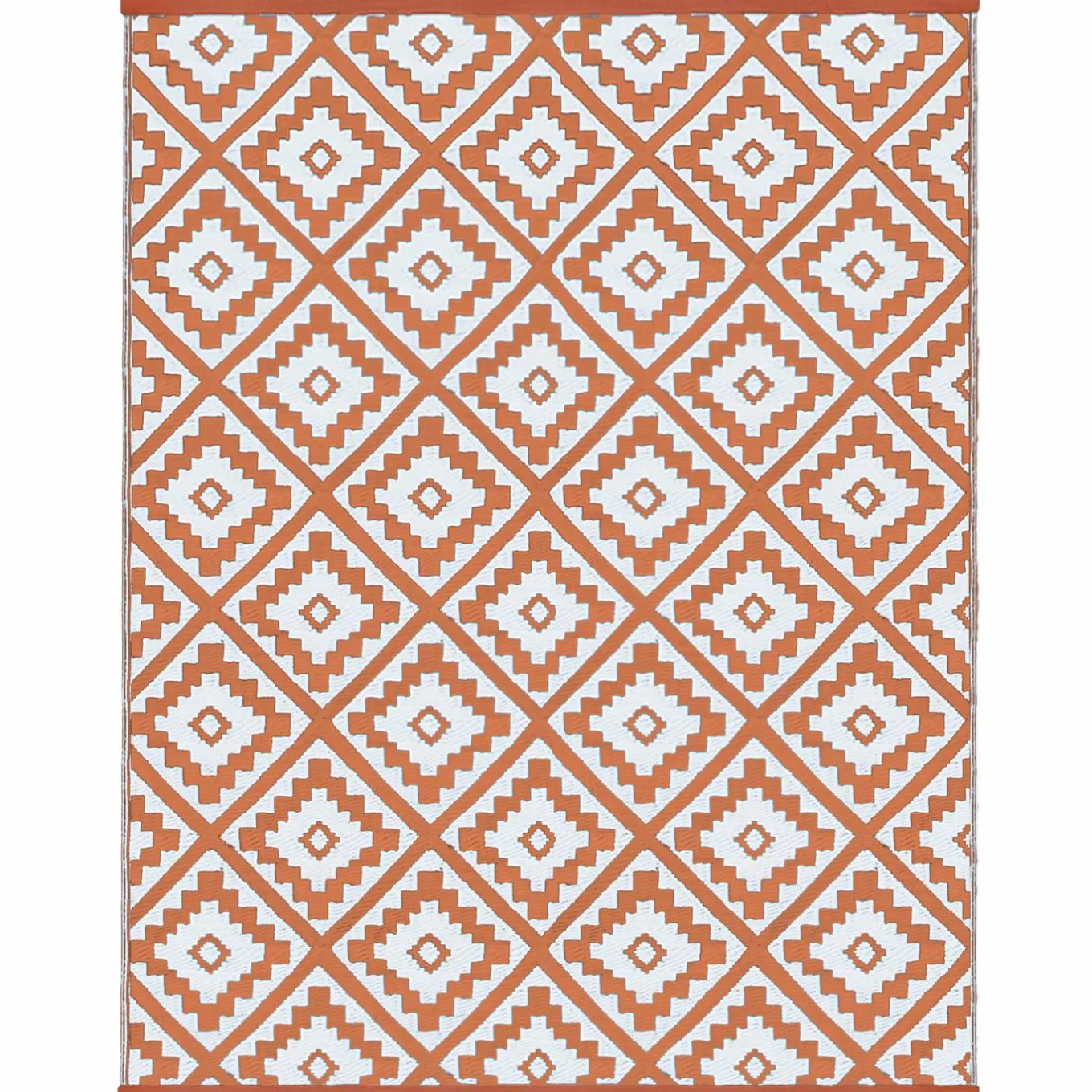 IDMarket Tapis extérieur terracotta et blanc motifs géométriques 120 x 180 cm* Revêtement Sol Extérieur