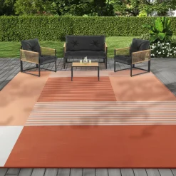 IDMarket Tapis extérieur terracotta à formes géométriques* Revêtement Sol Extérieur