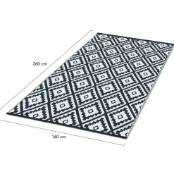 IDMarket Tapis extérieur terrasse motifs géométriques noir et blanc 160 x 260 cm* Revêtement Sol Extérieur
