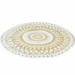 IDMarket Tapis extérieur terrasse motifs maoris blanc et naturel 150 cm* Revêtement Sol Extérieur