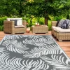 IDMarket Tapis extérieur terrasse motifs tropicaux gris et blancs 180 x 280 cm* Revêtement Sol Extérieur