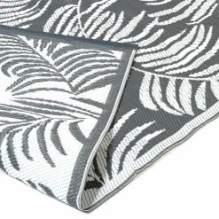 IDMarket Tapis extérieur terrasse motifs tropicaux gris et blancs 180 x 280 cm* Revêtement Sol Extérieur