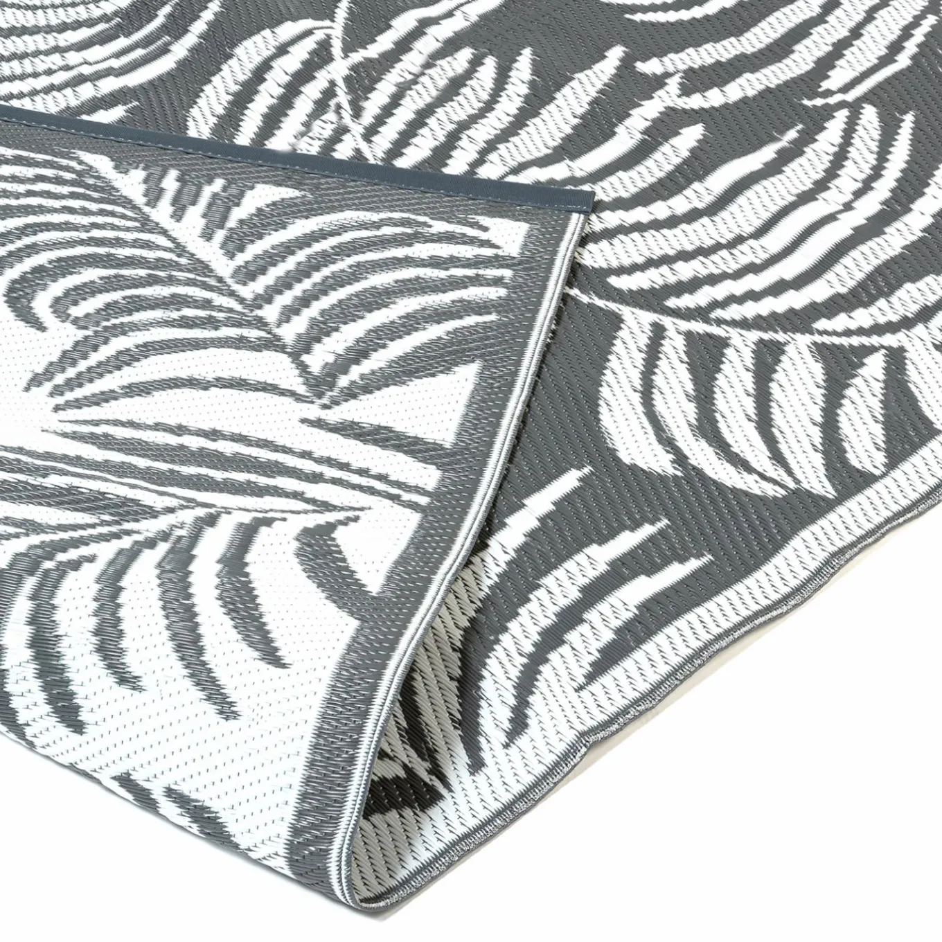 IDMarket Tapis extérieur terrasse motifs tropicaux gris et blancs 180 x 280 cm* Revêtement Sol Extérieur