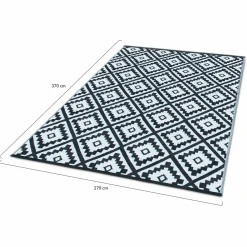 IDMarket Tapis extérieur terrasse motifs géométriques noir et blanc 270 x 370 cm* Revêtement Sol Extérieur