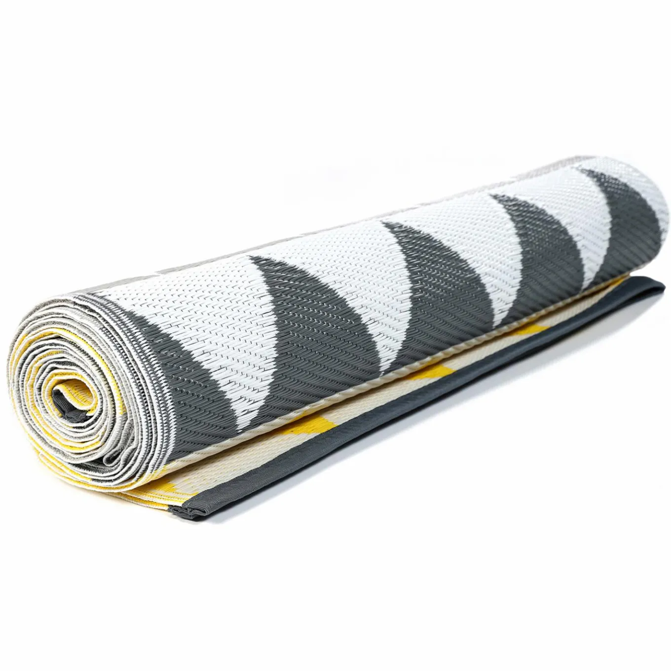 IDMarket Tapis extérieur terrasse motifs triangles gris et jaune 180 x 280 cm* Revêtement Sol Extérieur