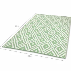 IDMarket Tapis extérieur vert sauge et blanc motifs géométriques 180 x 280 cm* Revêtement Sol Extérieur
