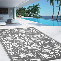IDMarket Tapis extérieur 180x280 cm gris et blanc* Revêtement Sol Extérieur