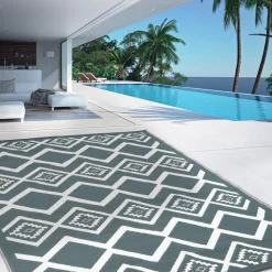 IDMarket Tapis extérieur 180x280 cm gris et blanc* Revêtement Sol Extérieur