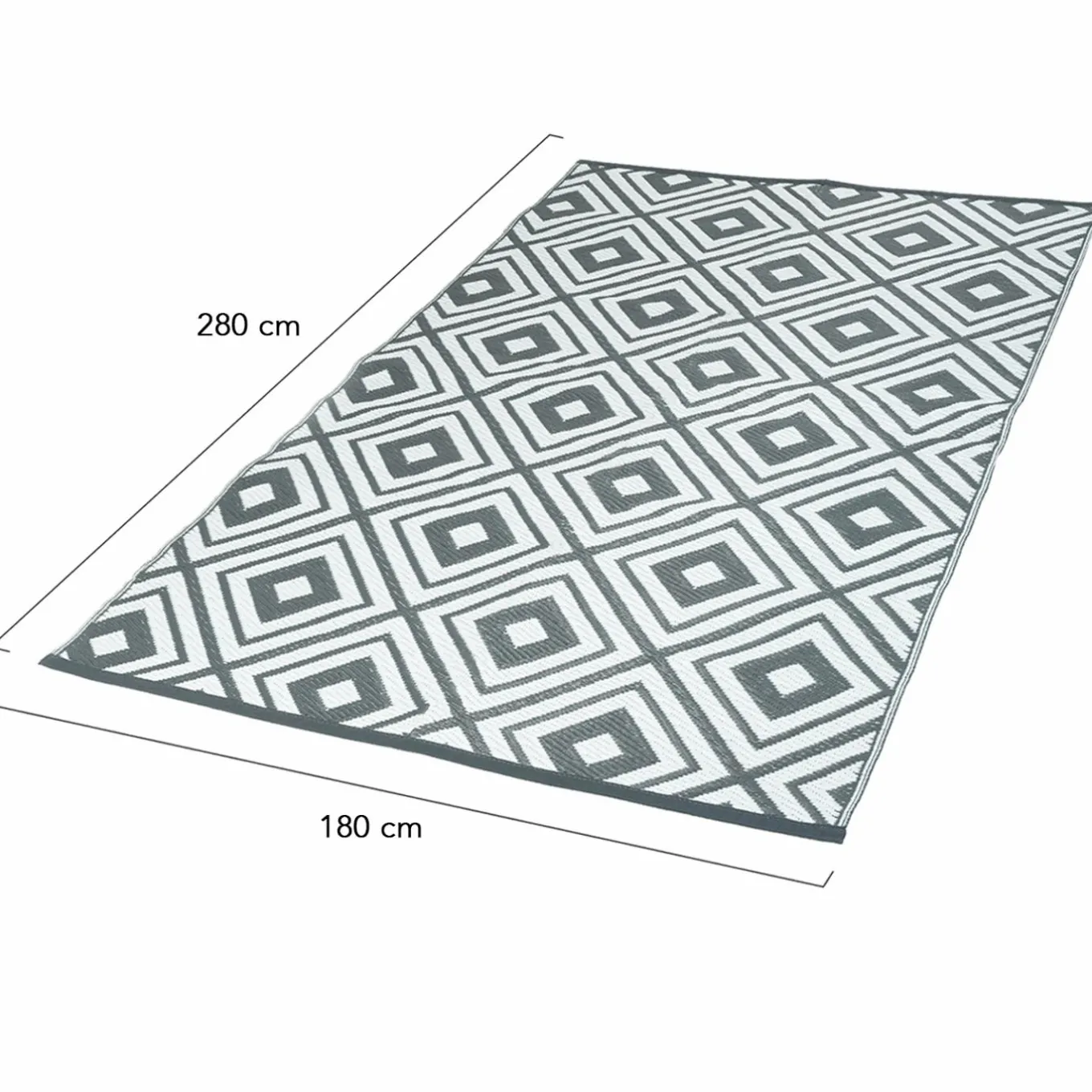 IDMarket Tapis jardin motifs géométriques gris et blanc 180 x 280 cm* Revêtement Sol Extérieur