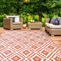 IDMarket Tapis terracota pour extérieur et terrasse* Revêtement Sol Extérieur