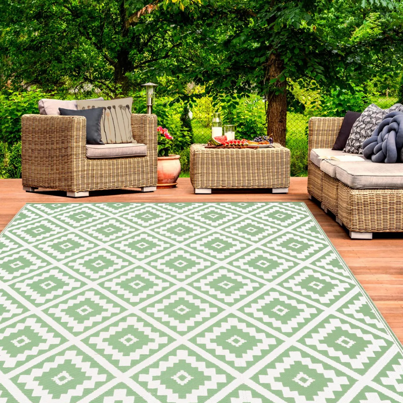 IDMarket Tapis vert sauge pour terrasse et extérieur* Revêtement Sol Extérieur