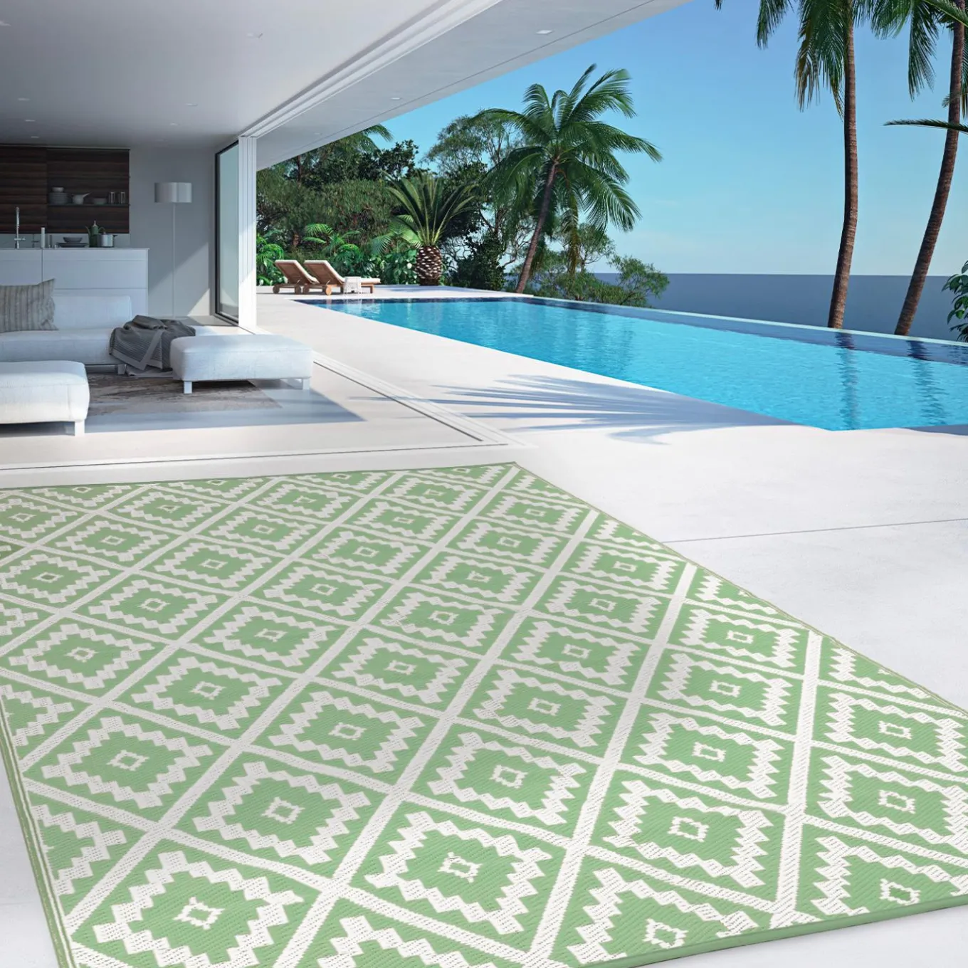 IDMarket Tapis vert sauge pour terrasse et extérieur* Revêtement Sol Extérieur