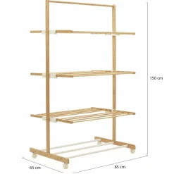 IDMarket Étendoir à linge 3 niveaux en bambou* Séchoirs À Linge