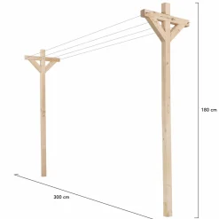IDMarket Étendoir à linge extérieur en bois avec 12 m d’étendage* Séchoirs À Linge