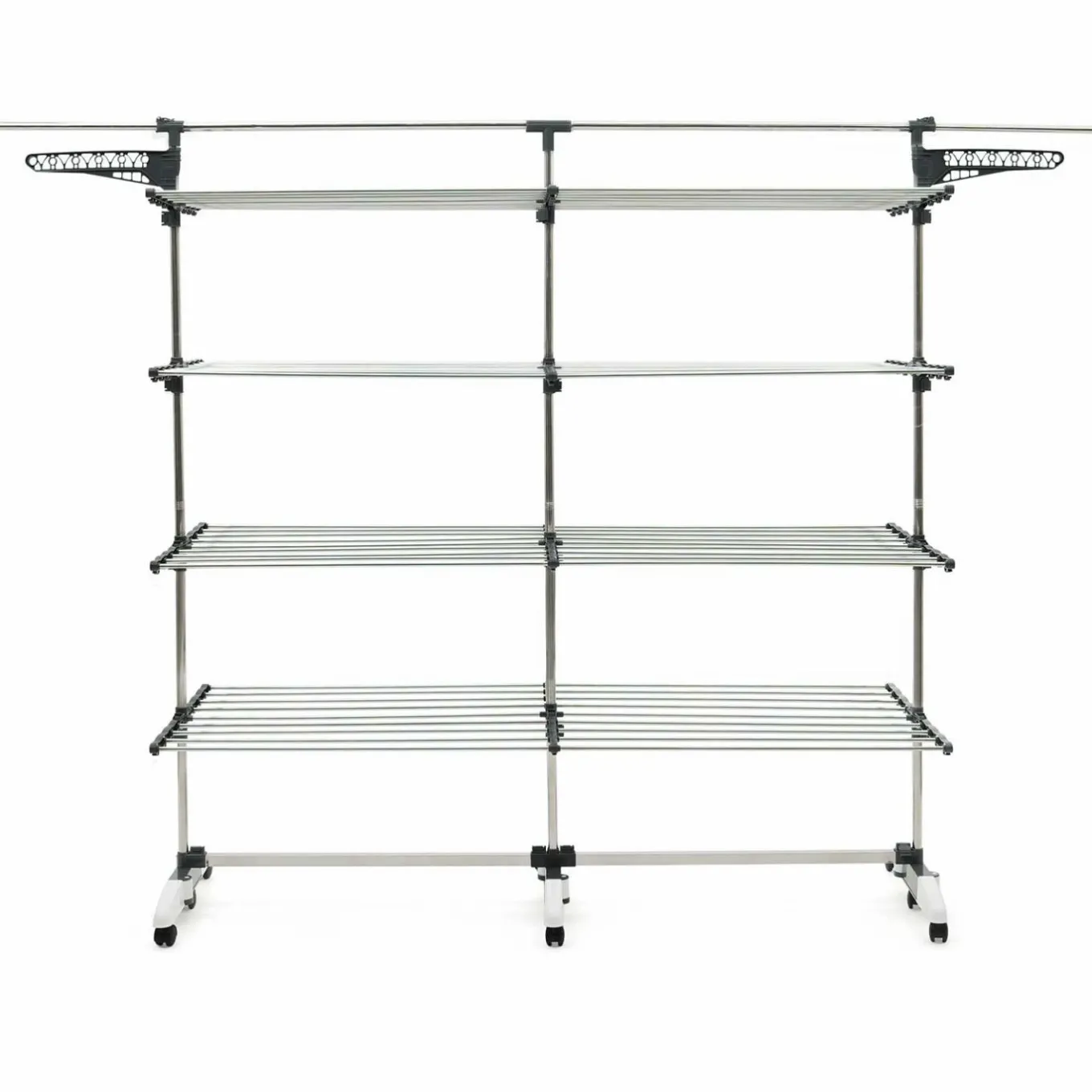 IDMarket Étendoir à linge XXL 60 m sur 4 niveaux avec barre télescopique* Séchoirs À Linge