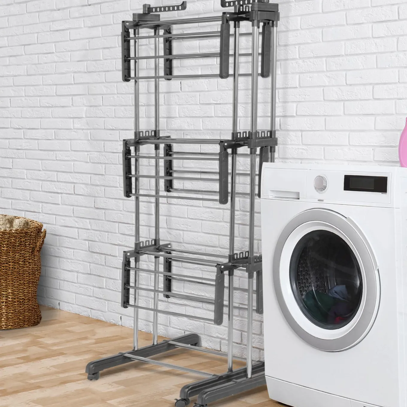 IDMarket Étendoir extensible avec grande capacité et 30 accessoires* Séchoirs À Linge