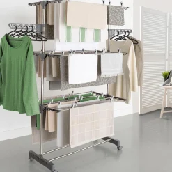 IDMarket Étendoir pliable avec grande capacité et 30 accessoires H.145 cm* Séchoirs À Linge