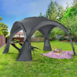 IDMarket Tente dôme LED gris anthracite* Mobilier Pliant D'Appoint|Tonnelles De Jardin
