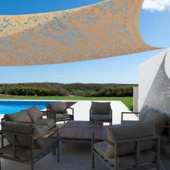 IDMarket Toile ombrage carré 4x4m camouflage sable* Voiles D'Ombrage