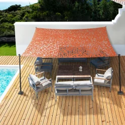 IDMarket Toile ombrage terracotta camouflage rectangulaire 4x6m* Voiles D'Ombrage