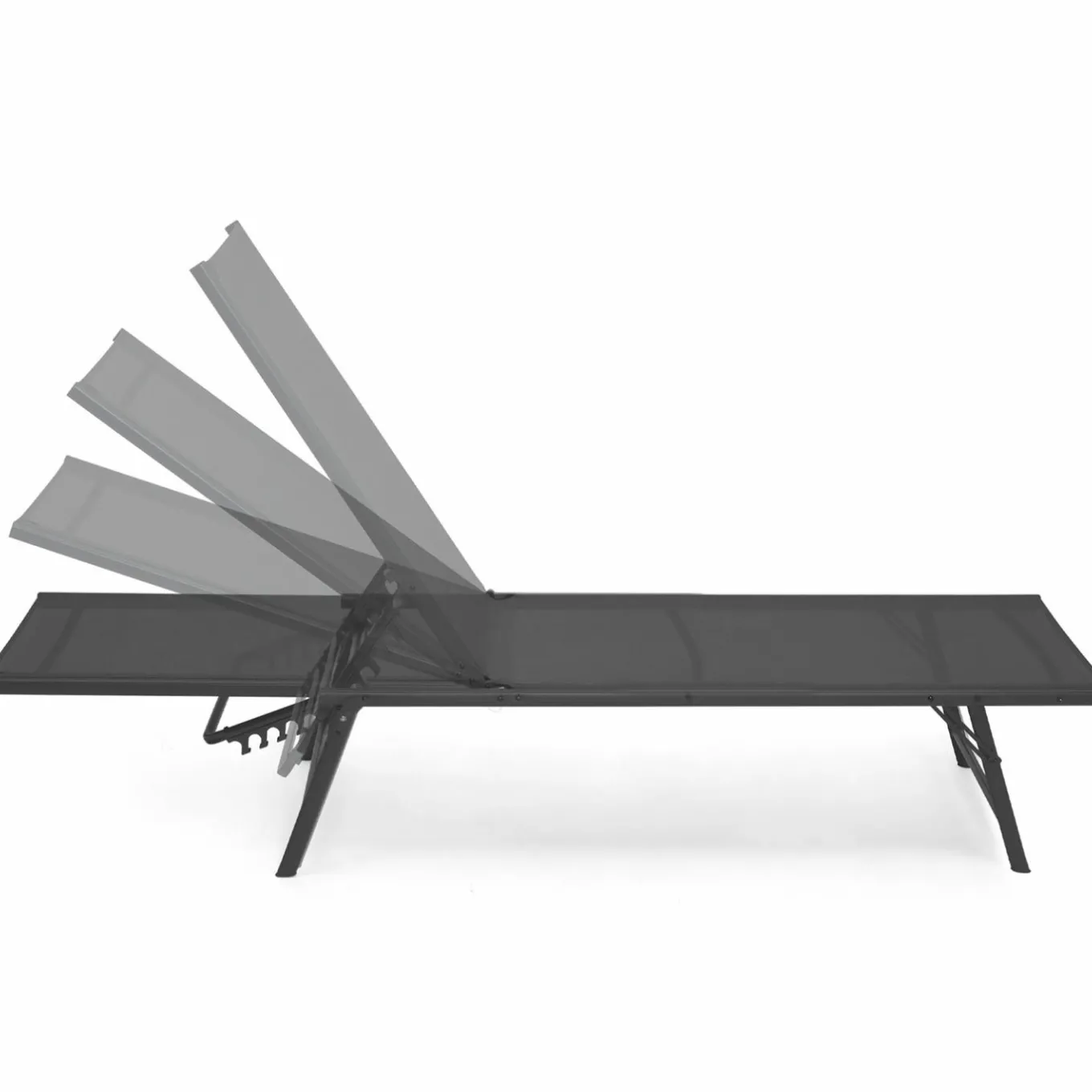 IDMarket Transats de jardin acier gris anthracite et toile grise - lot de 2* Bains De Soleil|Fauteuils De Jardin