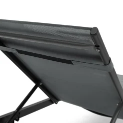 IDMarket Transats de jardin aluminium gris et noir : lot de 2* Bains De Soleil|Fauteuils De Jardin