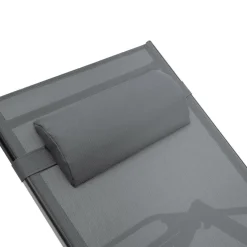 IDMarket Transats de jardin aluminium gris et noir : lot de 2* Bains De Soleil|Fauteuils De Jardin