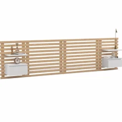 IDMarket Tête de lit 240 cm en lattes de bois avec chevets et étagères blanches* Têtes De Lit|Chambre Complète Adulte