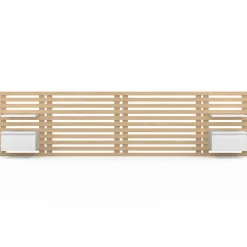 IDMarket Tête de lit 240 cm en lattes de bois avec chevets et étagères blanches* Têtes De Lit|Chambre Complète Adulte