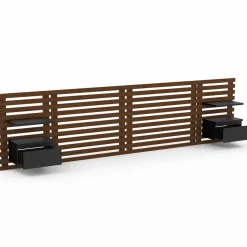 IDMarket Tête de lit 240 cm en lattes façon bois vieilli avec chevets et étagères noires* Têtes De Lit|Chambre Complète Adulte