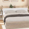 IDMarket Tête de lit avec rangements blanc et bois sur pied* Têtes De Lit|Chambre Complète Adulte