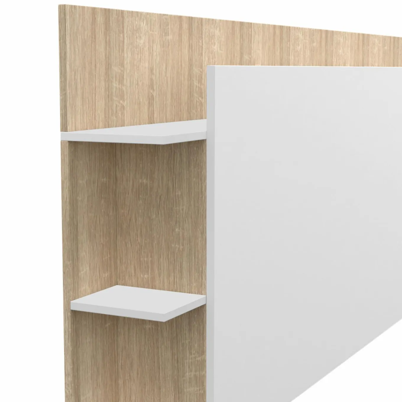IDMarket Tête de lit avec rangements blanc et bois sur pied* Têtes De Lit|Chambre Complète Adulte