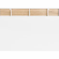 IDMarket Tête de lit avec rangement intégré 165 cm blanc et bois façon hêtre* Meubles Blancs|Collection Moderne