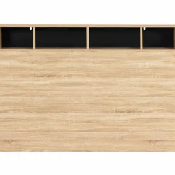 IDMarket Tête de lit avec rangement intégré bois façon hêtre et noir 165 cm* Collection Moderne|Chambre Complète Adulte