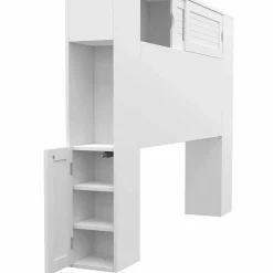 IDMarket Tête de lit blanche 145 cm avec rangements fermés et niches* Meubles Blancs|Têtes De Lit