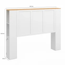 IDMarket Tête de lit blanche sur pied avec plateau bois* Têtes De Lit|Chambre Complète Adulte