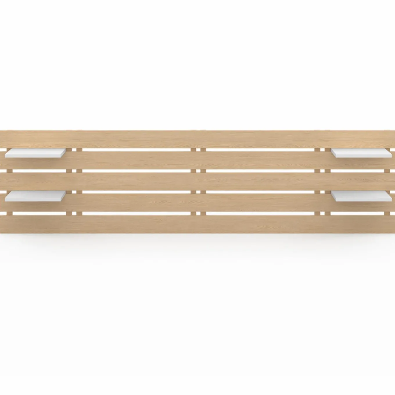 IDMarket Tête de lit bois clair étagères blanches 5 larges lattes 240 cm* Têtes De Lit|Chambre Complète Adulte
