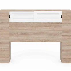 IDMarket Tête de lit bois et blanc 145 cm avec rangements fermés et niches* Meubles Blancs|Meubles En Bois