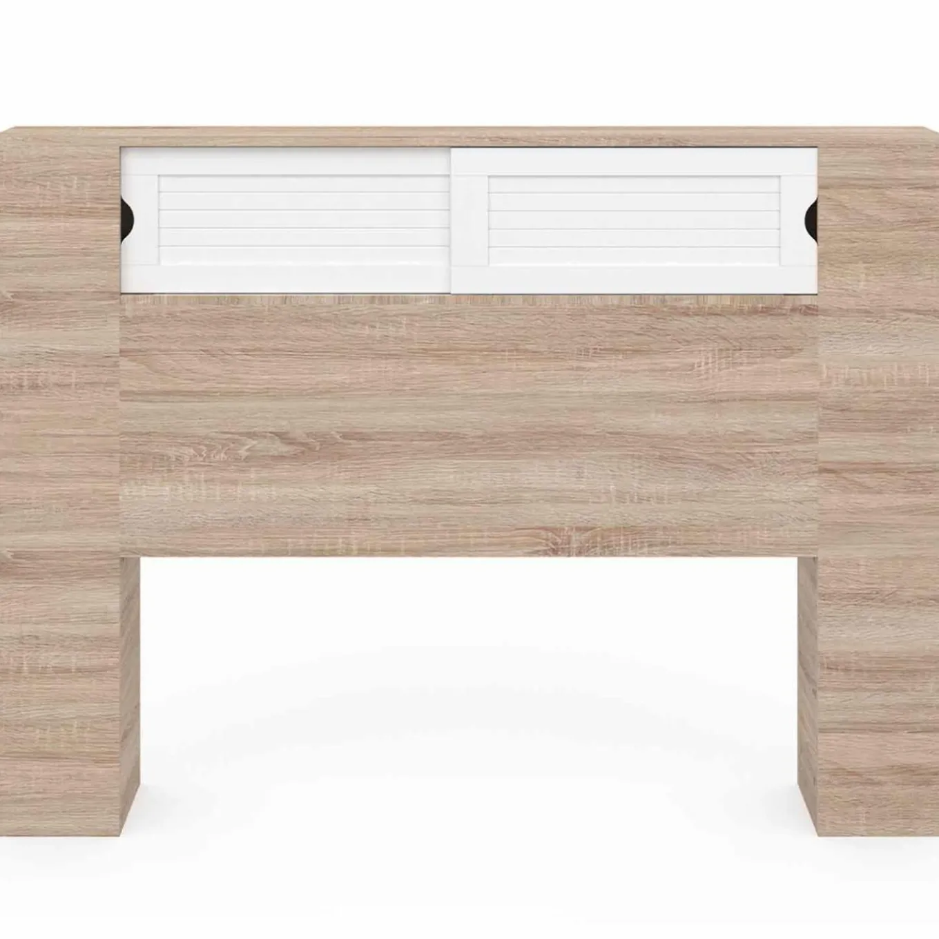 IDMarket Tête de lit bois et blanc 145 cm avec rangements fermés et niches* Meubles Blancs|Meubles En Bois